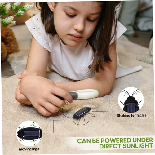 2Pcs Solar Powered Insect Toys, Educational Fake Roaches Grasshopper Insect Moving Toys Teaching Toys for Kids Birthday, Christmas, Halloween, Party Favor (Pack of 2) - size: 5.5 x 2.16 x 0.39 inches (Pack of 2)