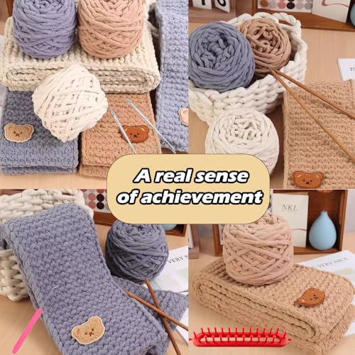 Novelchet Knitting Loom Kit for Beginners with Step by Step Video Tutorial - color: White