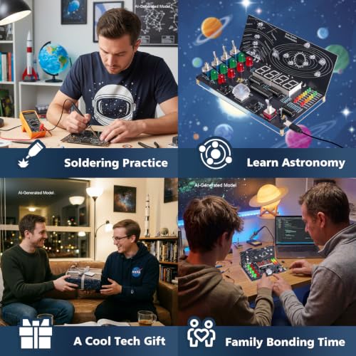 Space System Simulation Soldering Project, ICSTATION DIY Spaceship Control System Soldering Practice Kit with LED Simulated Rocket Launch Kit for College STEM Learners,Electronics Enthusiasts, Makers