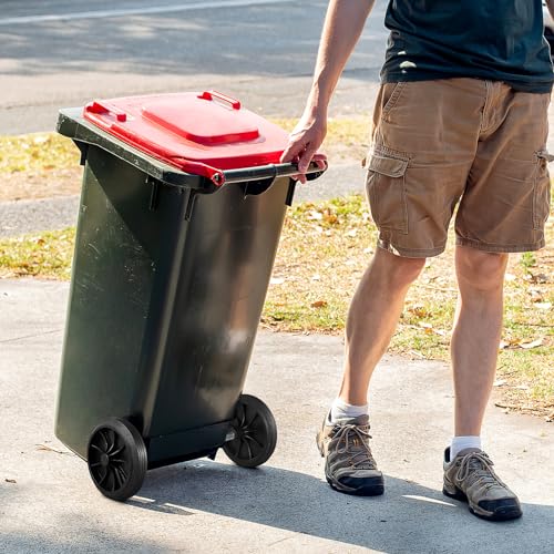 DOITOOL Trash Can Wheels Replacement Kit with 18.8" Hollow Shaft, 7" Rubber Garbage Bin Wheels and 1.2" Axle Set for Outdoor Recycling Cans, City Bin Mobile Cart Parts Pulley Trash Accessories
