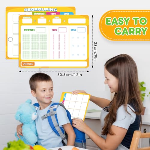 12 Packs Place Value Chart, Math Manipulatives Math Games for Kids