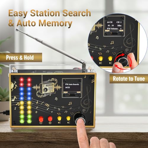 ICSTATION FM Radio Kit, DIY Soldering Project Radio with LED Spectrum DIY Radio Kit FM 88-108MHz DIY Electronic Kit for STEM Education Ages 15+