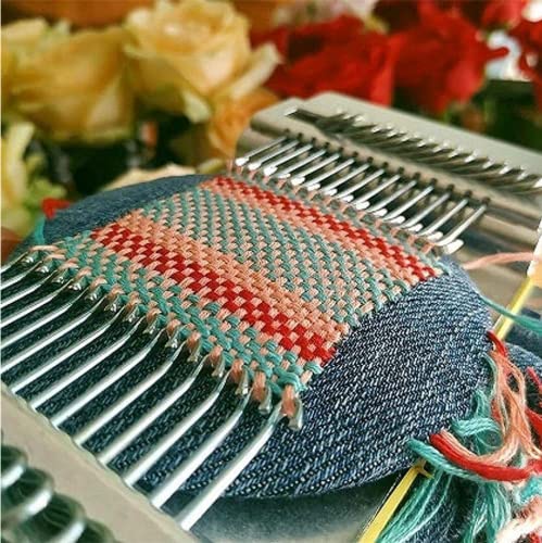 Darning Mini Loom Machine, Speedweave Darning Loom Quickly Mini Mending Convenient Darning Loom for Mending Jeans Socks Clothes Loom Machine Makes Beautiful Stitching Diy Weaving Arts (21 Hooks) - size: 21 Hooks