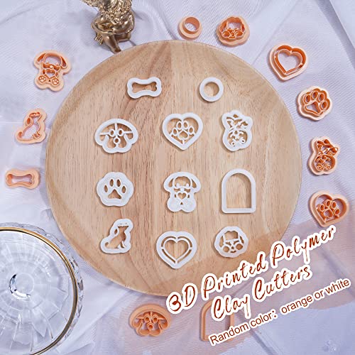 Puocaon Puppy Face Polymer Clay Cutters - 11 Shapes, Embossing Cute Dog Clay Cutters for Jewelry Making, Paw Print Clay Earring Cutters