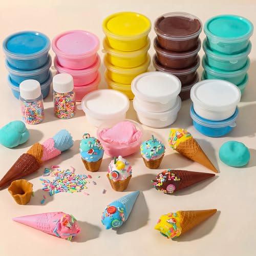 Shappy 51 Pcs Air Dry Clay Kit Ice Cream DIY Craft Kit