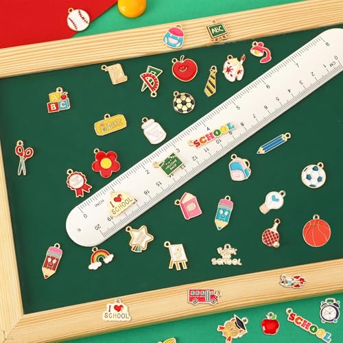 SANNIX 110Pcs 55 Pairs Teacher Enamel Charms for Jewelry Making Bulk - style: Back To School