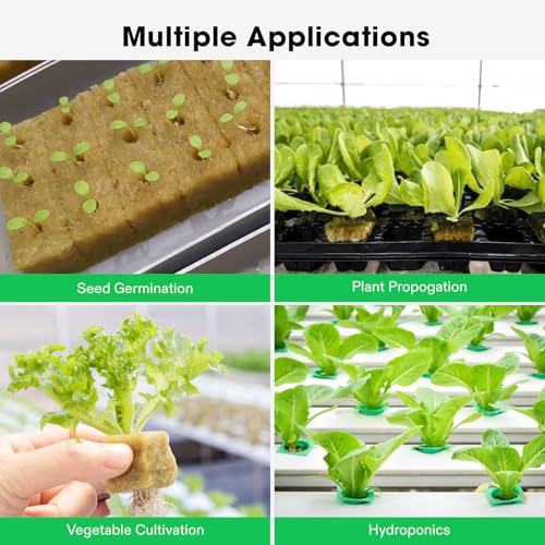 VIVOSUN 1 Inch Rockwool Cubes, 100 Plugs Grow Cubes for Hydroponics, Cuttings, Cloning, Plant Propagation, Seed Startling (Pack of 2) - size: 1"-100 Plugs (Pack of 2)
