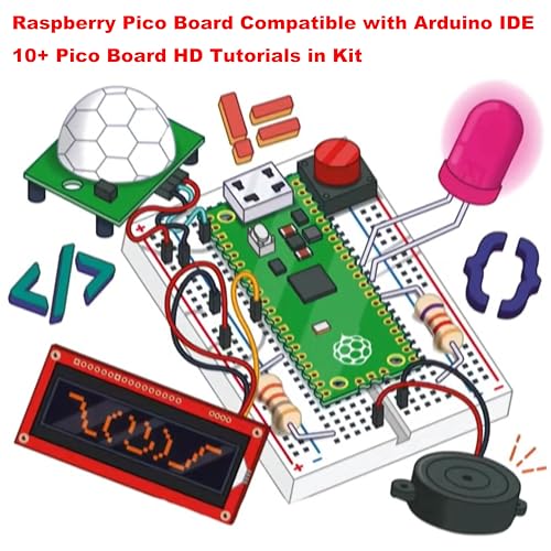 Raspberry Pico & UNO R3 (CH340+ATmega328P) Compatible with Arduino IDE Learning Kit | The Ultimate Value with 75+ Components, 34 HD Tutorials | All-in-One Starter Kit with Breadboard