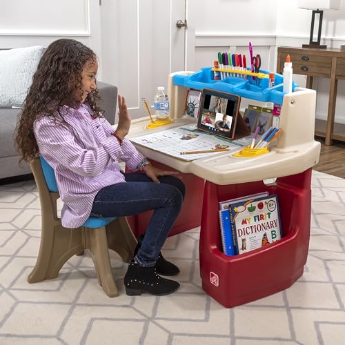 Step2 Deluxe Art Master Desk, Kids Activity Table & Chair, Arts & Crafts Desk, Made of Durable Plastic, For Toddlers 3+ Years Old