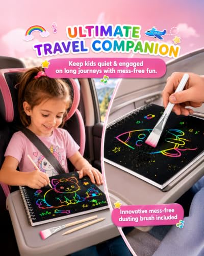 2 Pack Scratch Art Paper Notebooks Set: Arts and Crafts Supplies for Kids