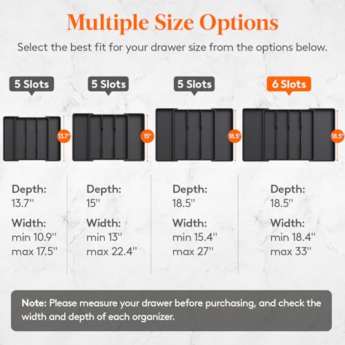 Lifewit Utensil Organizer for Kitchen Drawers, Expandable Utensil Tray - color: Black, size: XXL(18-30''W x 18.5''D)