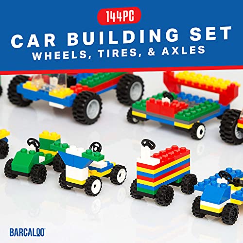Barcaloo 144 Piece Wheels, Tires & Axles Set, Building Brick Compatible - color: Wheels, Tires, Axels