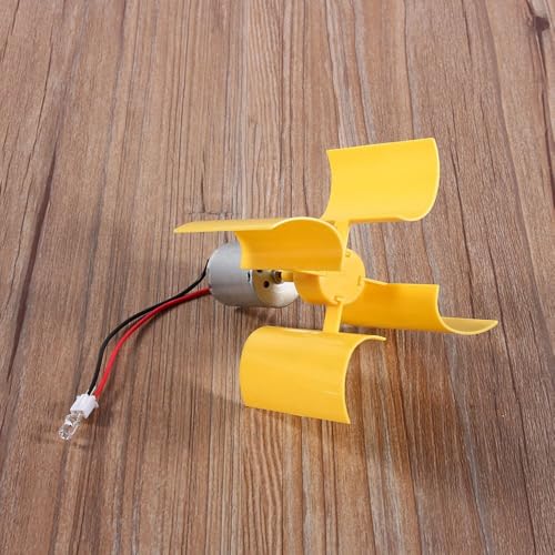 Vertical Wind Turbine Generator 0.55W – 4 Vanes Stainless Steel Motor with LED for DIY Science Model, Breeze Power Educational Kit
