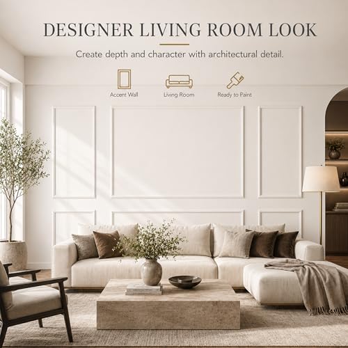 Pre-Cut Wall Molding Kit: Ready to Assemble Paintable Wainscoting Panels