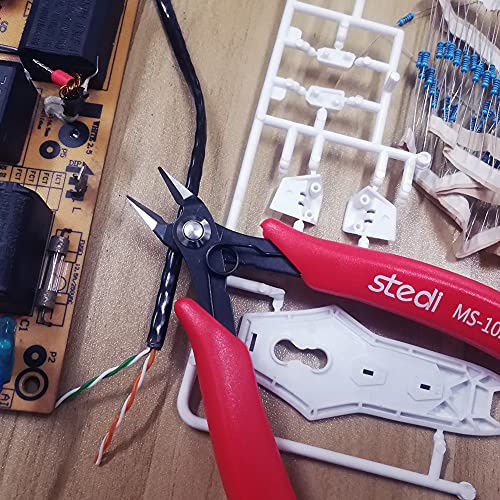 stedi 5.3-inch Model Nipper, with Sharp Double-Edged Blades,Plastic Model Tools,Used for Gundam Plastic Model Repair, Clean Cutting and Precision Cutting, Red - style: Double-edged (Red_for Beginners)
