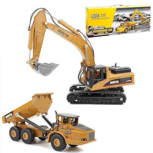 Gemini&Genius 2Pcs Construction Vehicle Toys Dump Truck and Excavator Set