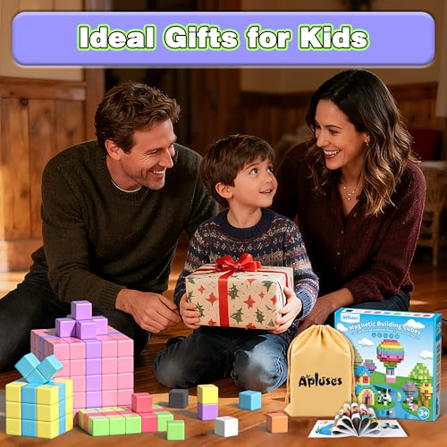 Apluses Magnetic Blocks for Toddlers 3+ Gift for Boys Girls - color: 64 Pcs
