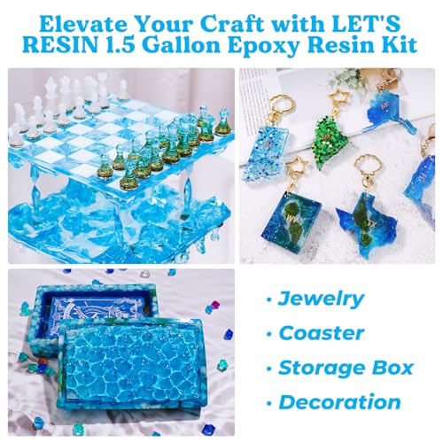 LET'S RESIN Resin Epoxy Kit, 1.5 Gallon Bubble Free & Crystal Clear Epoxy - size: 1.5gallon