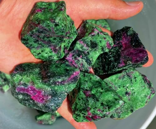 Zenkeeper 1Lb Ruby Zoisite Raw Stones for Tumbling, Polishing, Rough Ruby Zoisite Crystals Bulk Rough Gemstone for Jewelry Making, Healing, Meditation, Reiki - color: Ruby Zoisite