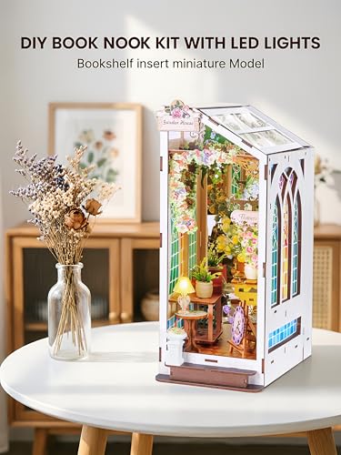 Book Nook Kit for Adult Teen Miniature Garden House with LED Light - color: New Garden House