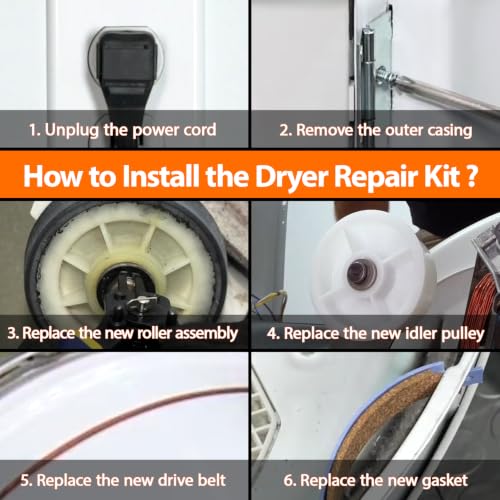 303373K Dryer Roller repair Kit Fit for May-tag Atlantis Neptune Dryer Parts MDE7600AYW MDE9206AYW MDG4000BWW MDG5500AWW MDE4000AYW MDE6400AYW MDE5500AYW MDE7400AYW MDE3000AWW MDE2500AYW MDE3000AYW