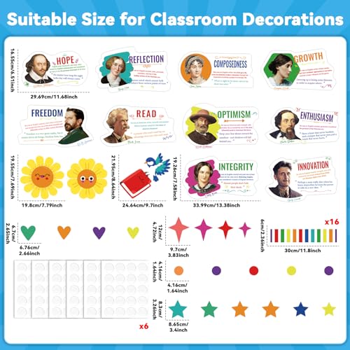 gisgfim Author Literature Bulletin Board Decoration Set English Literature Author Cutouts Motivational Classroom Decor Supplies for Teacher Elementary Middle High School Home Wall(Author) - style: Literature Author