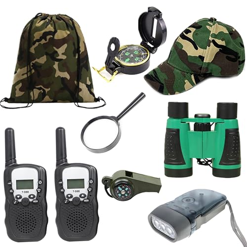 Outdoor Adventure Set for Kids - Camouflage Camping Exploration Toys with Walkie-Talkies - Backyard Explorer Gear for Boys and Girls