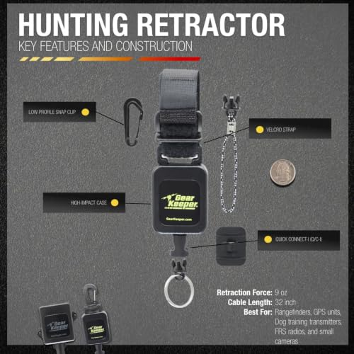 Gear Keeper Deluxe Instrument Tether - Retractable Tether with Combo Mounting - Ideal for Fishing Tools, Hunting Accessories & Tactical Gear - USA Made - color: 32" - Black