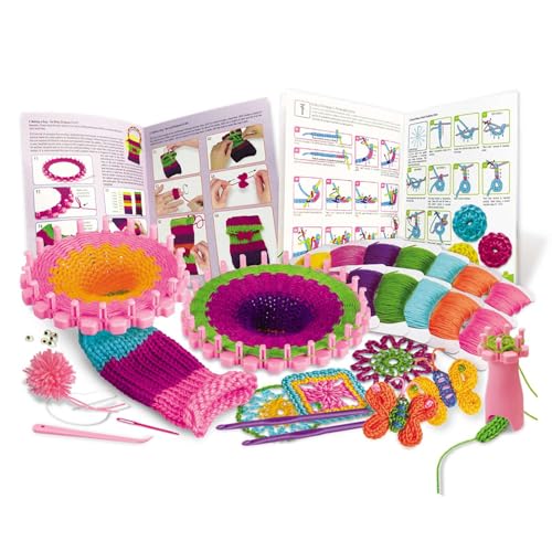 4M Knitting & Crochet Kit for Kids Ages 8-12 – Learn to Knit with French Knitting Reel, Crochet Hooks, Yarn, Scarf & Handbag Projects, Beginner Craft Set for Girls and Boys, STEM Arts & Crafts Gift - style: Knitting & Crochet