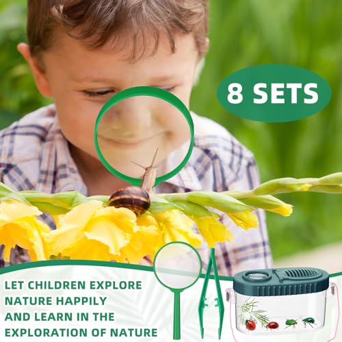Halloscume 8 Pack Bug Catcher Kit for Kids, Rose Red, Yellow, Navy, Orange