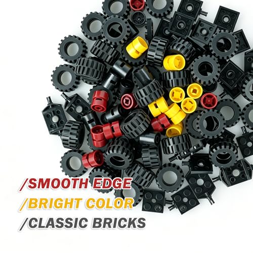 City Wheels Tires and Axles Set 100Pcs Car Parts Accessories Building Toys - color: Multicolored-no.1