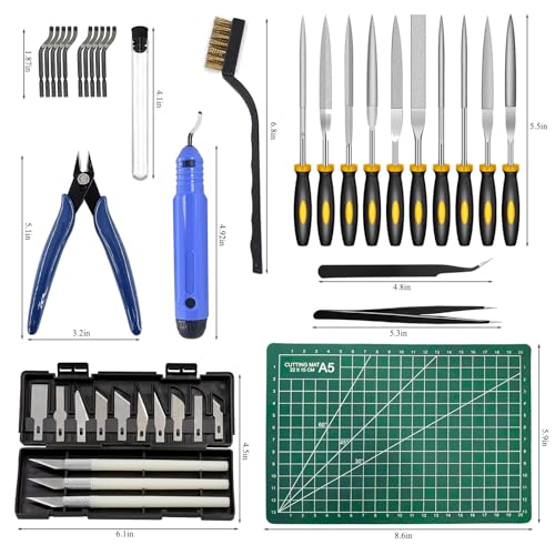 49Pcs 3D Printer Accessories Kit, 3D Printing Tools Set Includes Nozzle Cleaning Kit, Deburring Tools, Needle Files, Removal Tools, Craft Knife, Tweezers, Cutting Mat for 3D Prints Finishing