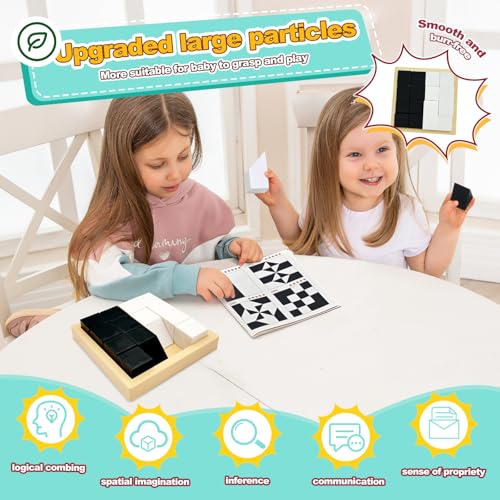 3D Spatial Stacking Puzzle, Brain Teaser for Kids & Adults, 16 ABS Geometric Pieces with Challenge Booklet & Storage Tray