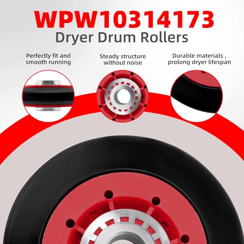 WPW10314173 MED5500FW0 MGDB835DW3 MEDB855DC4 MEDB855DC3 Dryer Repair Kit for Maytag Bravos XL Whirlpool Duet 4392067 Dryer Repair Kit and W10837240 Dryer Idler Pulley&661570V Belt&279640 Idler Pulley