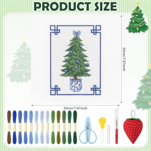 XunYee 23 Pcs Chinese Christmas Tree Needlepoint Kit for Beginners Adults - style: Chinese Christmas Tree