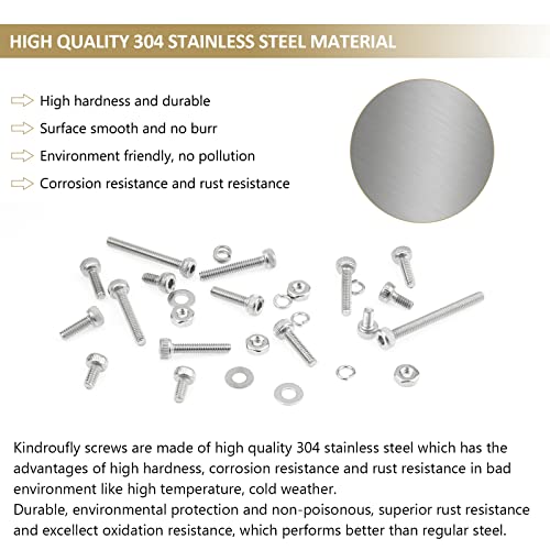 562 Pieces M2.5 x 4/6 /8/10 /12/16 /20mm Hex Socket Head Cap Screws Nuts Washers Assortment Kit, 304 Stainless Steel, Fully Machine Thread - size: M2.5, style: Socket Head