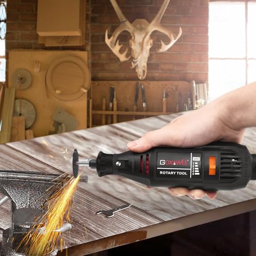 GOXAWEE Mini Rotary Tool Kit with Flex Shaft & Keyless Chuck -140Pcs, Black - color: Black Rotary Tool Kit