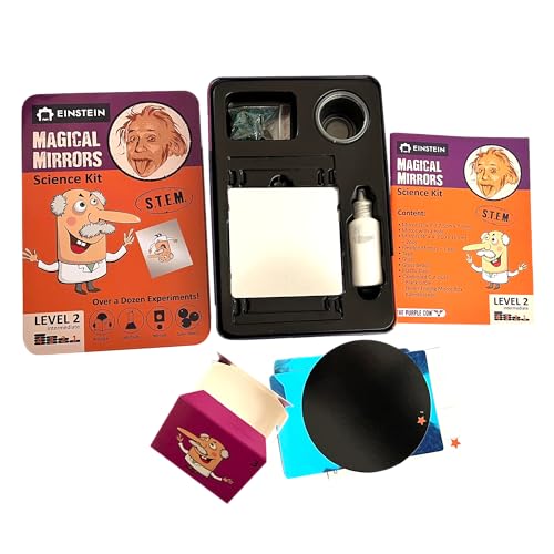 Einstein’s Magical Mirrors LAB Science Kit for Kids. STEM for Boys & Girls Aged 6 and Above. Over a Dozen of Exciting Experiments Inside. Detailed Picture Guide Included. Award Winning Science kit! - color: Purple and Orange