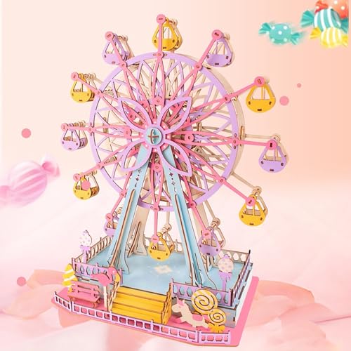 Ferris Wheel 3D Wooden Assembly Puzzle Building Model Kit for Adults - color: 008