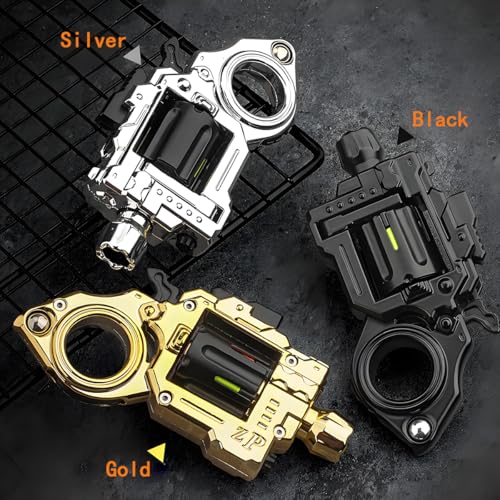 Tactical Metal Fidget Toy Revolver Toy for Adults - Slider Clicker & Launcher Fidget Gun with 40 Soft Bullets & Target, Stress Relief Ring, EDC Focus Meditation Break Bad Habits ADHD (X-Gold) - color: X-gold