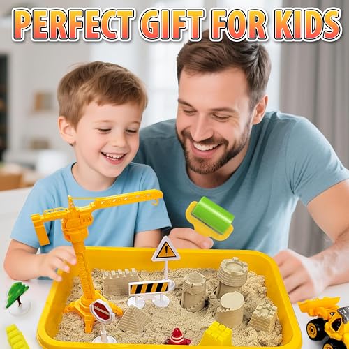 Construction Sensory Bin,Sand Kit Gift for boys girls, Sensory Play Toys - style: Construction