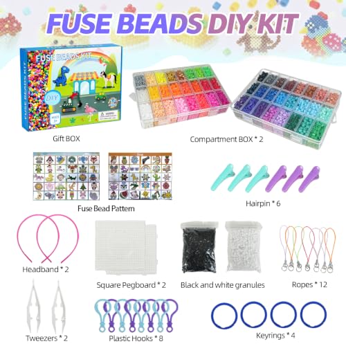 5mm Fuse Iron Beads Kit, 11000 Pcs 48 Colors for Kids Ages 3+