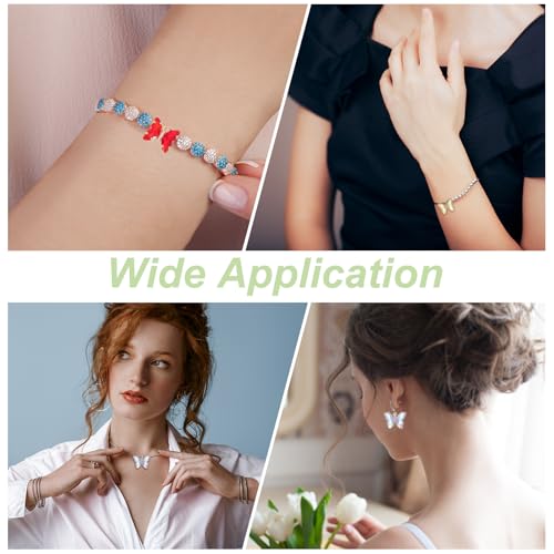 uxcell Crystal Gold Plated Butterfly Charm, Brass Zircon Charm Pendant - color: Bright Blue, size: 12x10mm