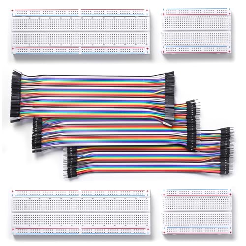 Solderless Breadboard and Jumper Wires Kit, 830/400 Tie Points Boards and Jumper Wires, Compatible for Single Board Computers or Arduino Projects (4 Breadboards Kit) - size: 4 Breadboards Kit