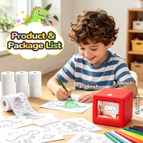 AI Voice Sticker Printer for Kids, Inkless|Wireless|Rechargeable Portable AI Mini Sticker Maker for DIY Arts and Crafts,3 4 5 6 7 8 9 10 11 12 Year Old Boys Girls Birthday Gift