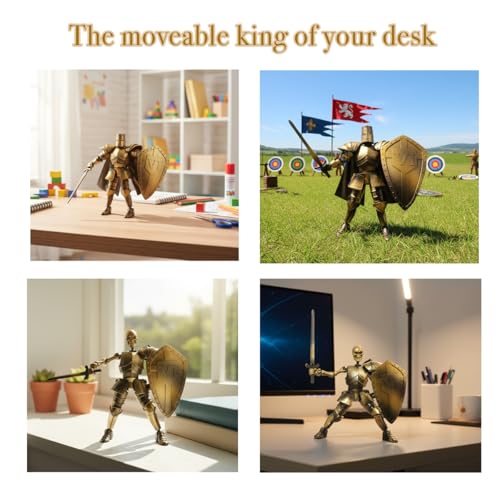 T13 Medieval Skeleton Knight Action Figure, DIY Model Kit (Gold) - color: Gold