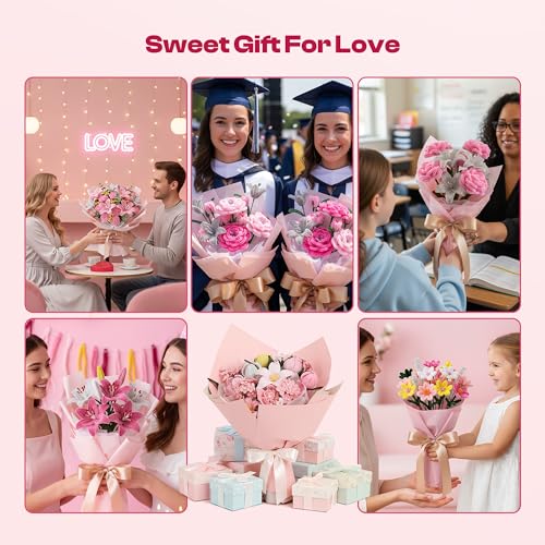 Caydo Pipe Cleaner Flower Kit, 700PCS 7 Colors Chenille Stems - color: Pink Flowers, style: 620 PCS