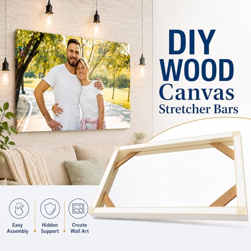 Texas Art DIY Wood Stretcher Bars for Canvas, Solid Wood Frame Kit, Easy to Assemble, Gallery Wrap for Oil Painting, Wall Posters, Customized Wooden Frame Kit for Diamond Painting, White, 10 x 10 - size: 10"x10"
