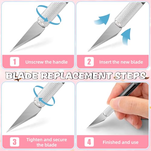 DIYSELF 4 Exacto Knives with 40 No. 11 Blades for Crafting - color: Purple-gold-blue-silver