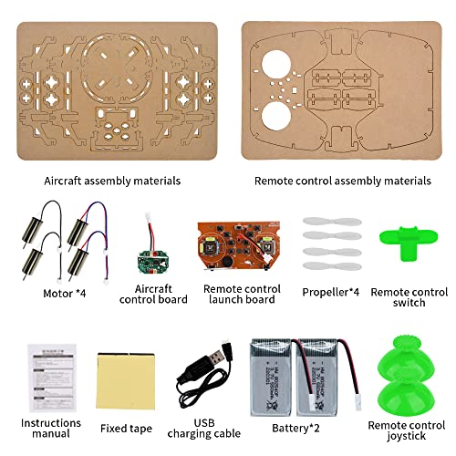 Diy Mini Wooden Drone RC Quadcopter Building Kits for Kids or Beginner,School Educational Science Kits Remote Control for Boys and Girls and Teens(Ages 5-7, 5-9, 8-12, 10+) gkfescc XYQ-1